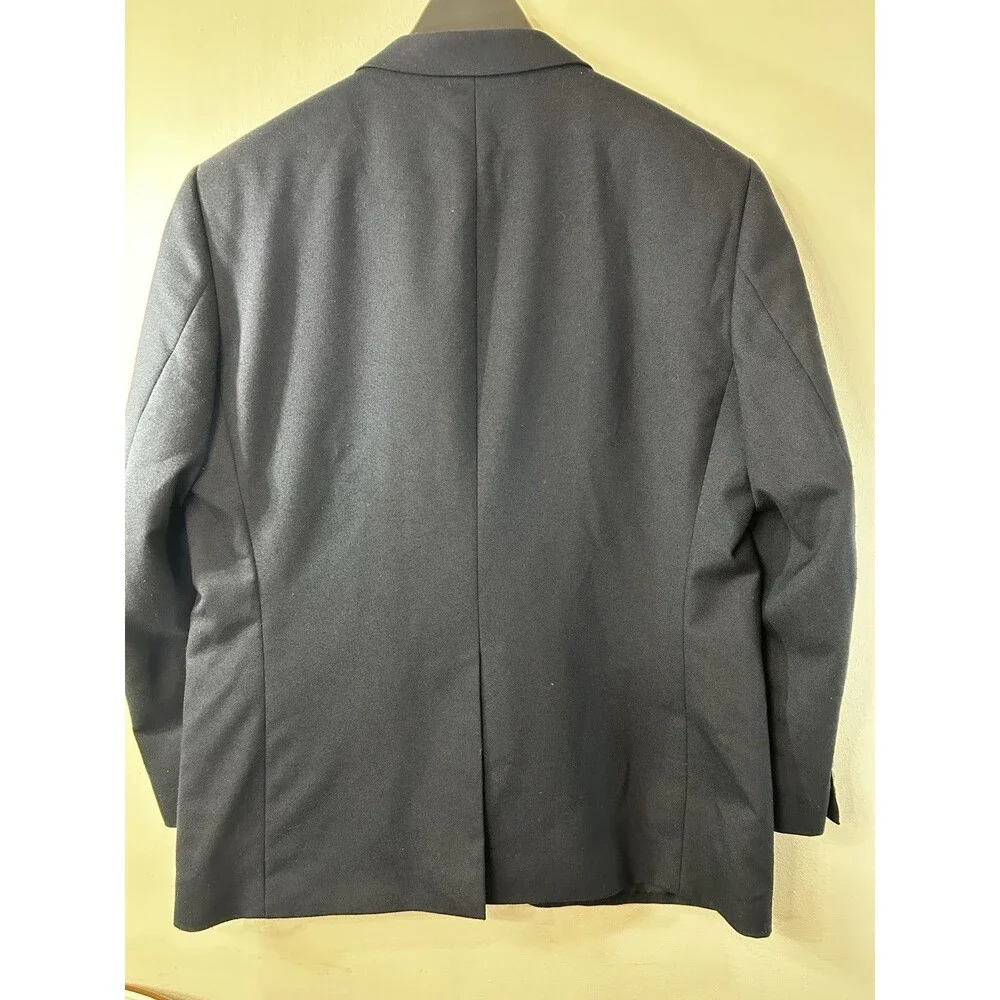 Meeting Street Black Solid Jacket Blazer 44R Two-Button Notch Lapel Single Vent